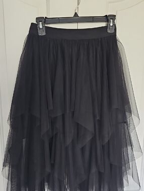 Women's Black Layered Tulle Skirt